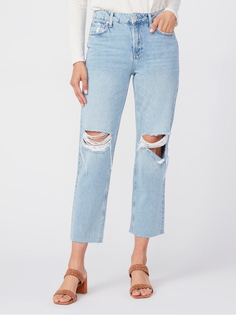 Paige Noella Jeans Straight with raw hem doretta destructed